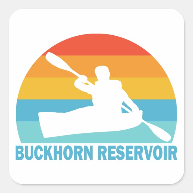 Sticker Carré Réservoir Buckhorn Caroline du Nord Kayak (Devant)