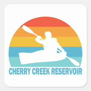 Sticker Carré Réservoir de Cherry Creek Colorado Kayak