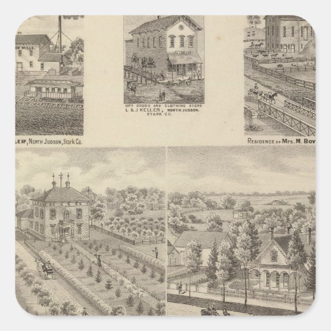 Sticker Carré Résidence et moulin de L & J Keller (Devant)