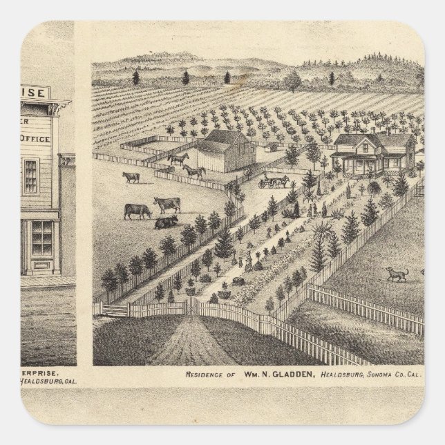 Sticker Carré Résidences de Wm N Gladden et Mme Ina B Miller (Devant)