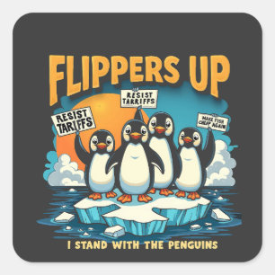 Sticker Carré Résiste Je Me Trouve Avec Des Pingouins
