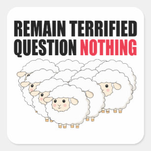 Sticker Carré Rester Terrifié Question Rien Mouton