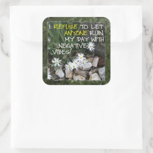 Sticker Carré Rester Un Texte Positif Avec Des Marguerites Blanc