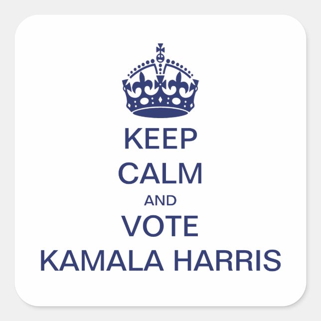 Sticker Carré Restez calme et votez Kamala Harris (Devant)