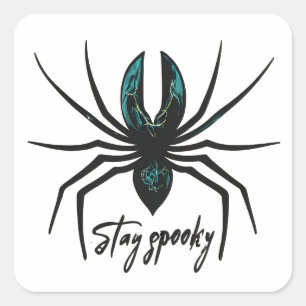 Sticker Carré Restez Éffrayant Halloween Spider