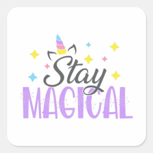 Sticker Carré Restez magique Été Courte Manche Tops