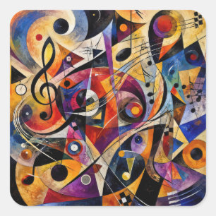 Sticker Carré Résumé d'art abstrait musical de style Kandinsky