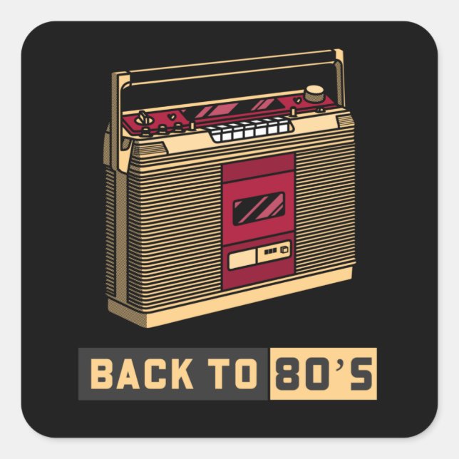 Sticker Carré Retour À La Musique Des Années 80 (Devant)