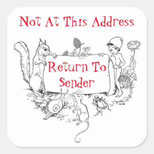 Sticker Carré Retour mignon à l'autocollant d'expéditeur