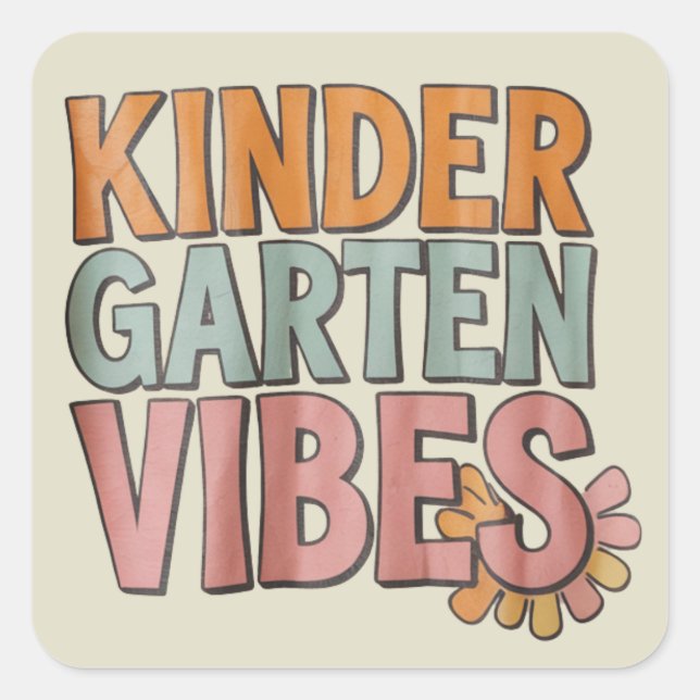 Sticker Carré Retourner à l'école maternelle Pré K Première anné (Devant)