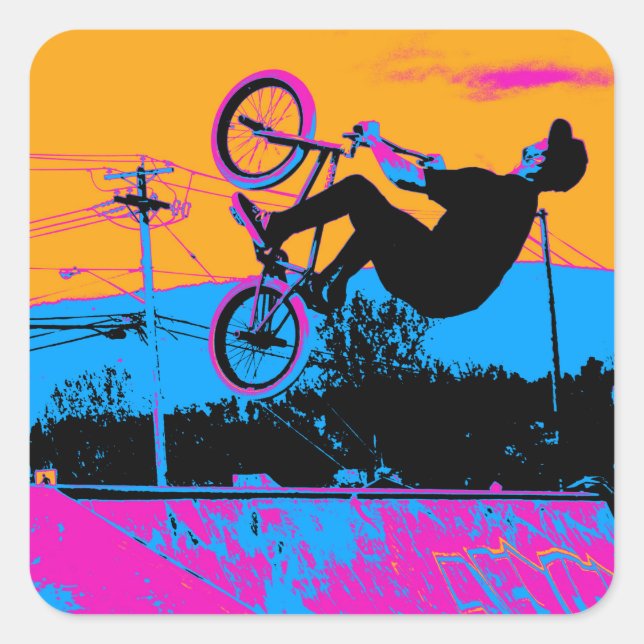 Sticker Carré Retourner BMX (Devant)