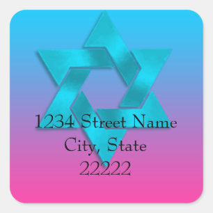 Sticker Carré Retourner l'adresse Turquoise à Pink Ombre avec ét