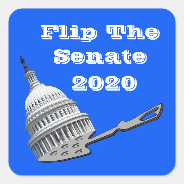 Sticker Carré Retourner Le Vote Du Sénat Bleu 2020 (Devant)