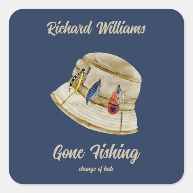 Sticker Carré Retraite Pêche Retraite Pêcheur Retraité Casquette (Devant)