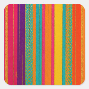 Sticker Carré Retro 60s MOD Bright Stripes