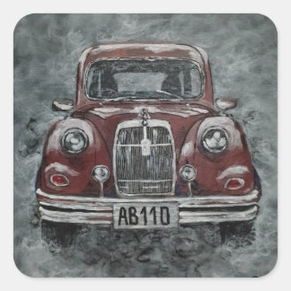 Sticker Carré rétro, auto, voiture,