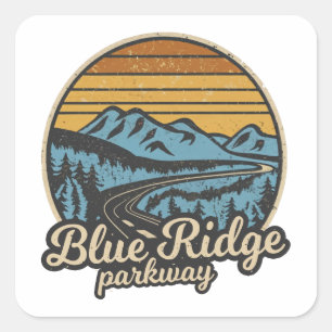 Sticker Carré Rétro Blue Ridge Parkway