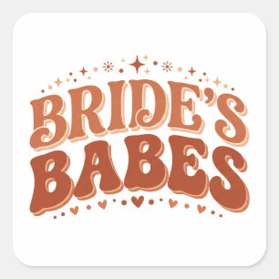 Sticker Carré Retro Bride's Babes Terracotta Enterrement de Vie 