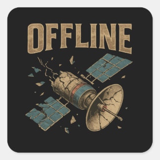 Sticker Carré Retro Broken Satellite "OFFLINE" Space Art