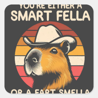 Sticker Carré Retro Capybara
