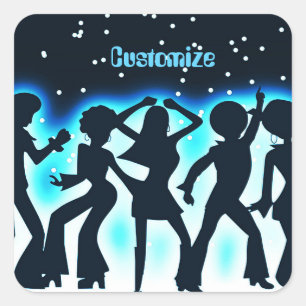 Sticker Carré Retro Dance Party Turquoise