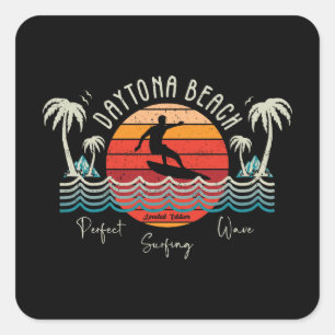 Sticker Carré Retro Daytona Beach Surf