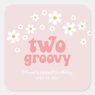 Sticker Carré Retro Deux marguerite Super boho floral deuxième a