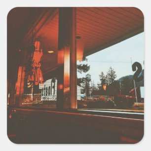 Sticker Carré Retro Diner dans le Pacifique Nord-Ouest
