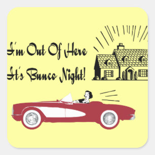 Sticker Carré Rétro et vintage convertible rouge de Bunco