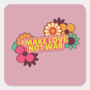 Sticker Carré Retro Faire L'Amour Pas De Fleurs Arrière - plans 
