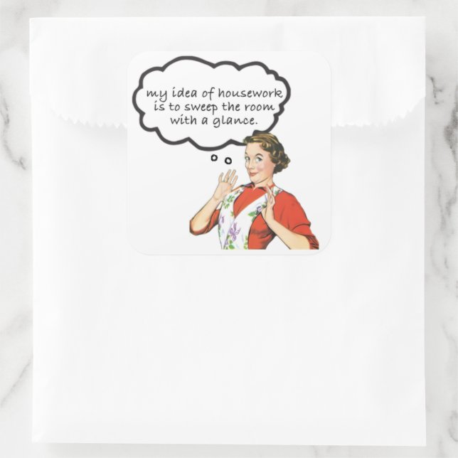 Sticker Carré Rétro femme au foyer - Mon idée du ménage (Sac)