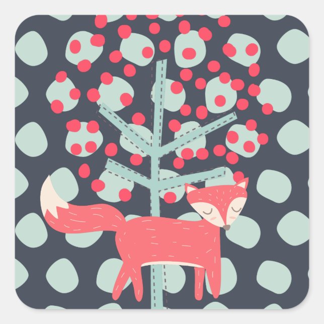 Sticker Carré Retro Fox (Devant)