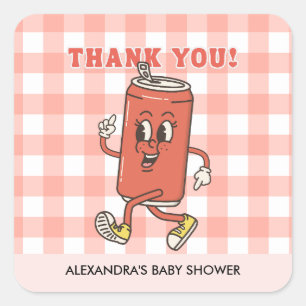 Sticker Carré Rétro Gingham Elle est prête à exploser Merci