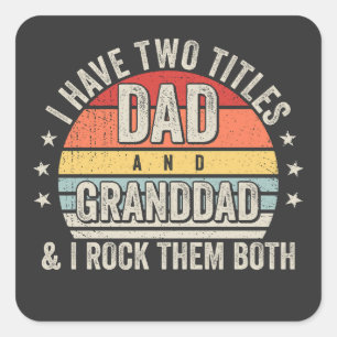 Sticker Carré Retro J'ai deux titres Papa et grand-père