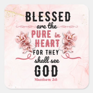 Sticker Carré Rétro Matthew 5:8 Aquarelle Calla Lillies