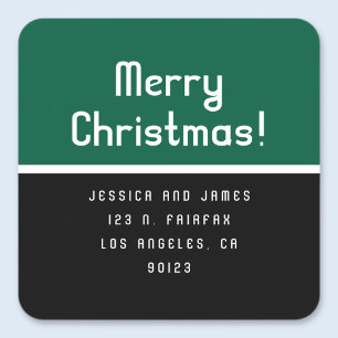 Sticker Carré Retro-Moderne Adresse de Retour Joyeux Noël 