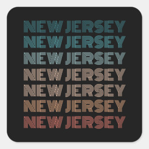 Sticker Carré Retro New Jersey États Vintages américains cadeaux