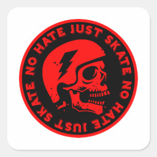 Sticker Carré Retro no Hate Just Skull