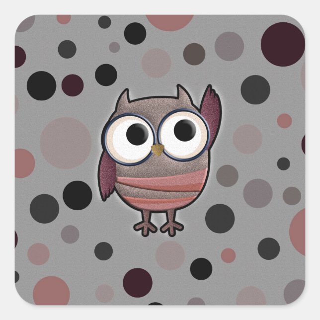 Sticker Carré Retro Owl (Devant)