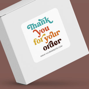 Sticker Carré Retro Pastels Small Business Merci pour la command