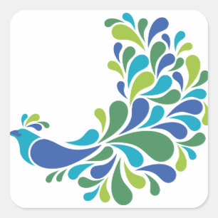 Sticker Carré Rétro Peacock