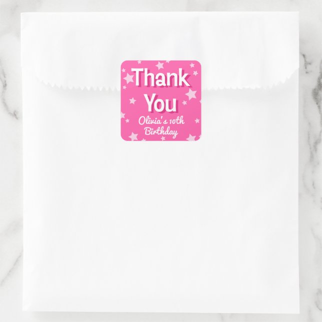 Sticker Carré Retro Pretty Rose Stars Joyeux anniversaire (Sac)