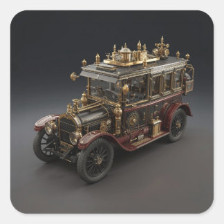Sticker Carré Retro Steampunk Police Cruiser