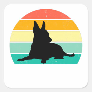 Sticker Carré Retro Sunset Chihuahua