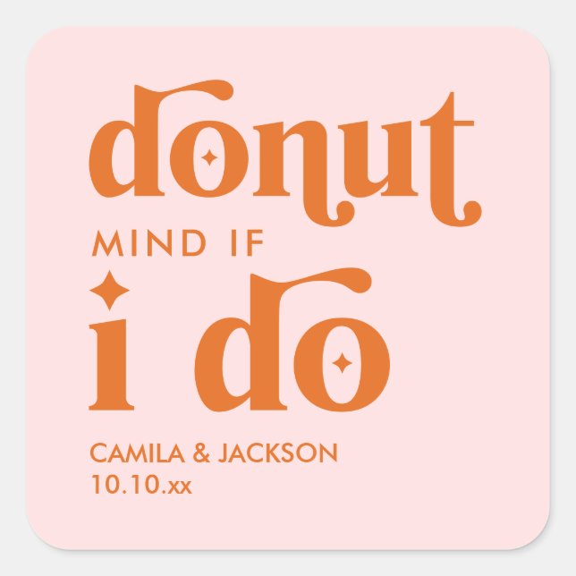 Sticker Carré Retro Super Mariage Donut Wedding Favor (Devant)