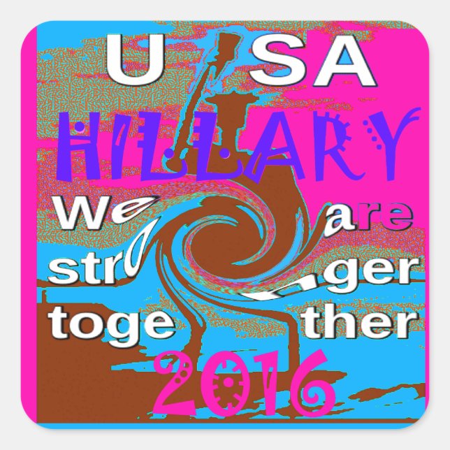 Sticker Carré Retro USA Stronger Together Abstrait Art Print (Devant)