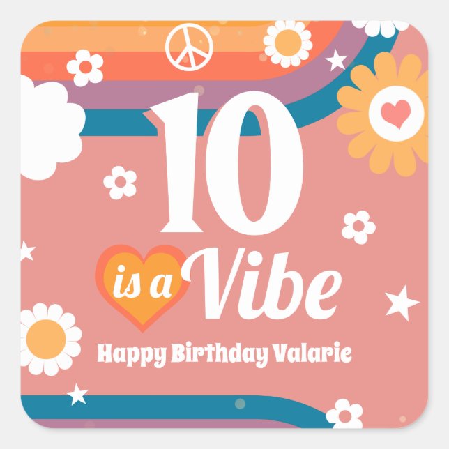 Sticker Carré Retro Vibe 10e anniversaire (Devant)