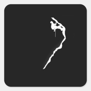 Sticker Carré Retro Vintage Mountain Escalade Rock Climber Lover