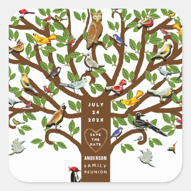 Sticker Carré Réunion familiale Enregistrer la date (Devant)