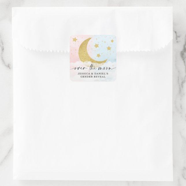 Sticker Carré Révélation de genre sur la lune (Sac)